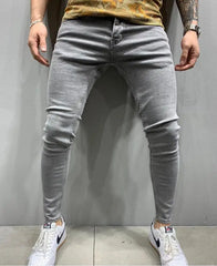 Cotton Stretchy Ripped Skinny Jeans Slim Fit Denim Pants