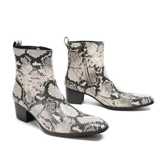 Ankle Boot Genuine Leather Mens Chelsea Crocodile Pattern