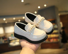 Leather Kids Black Loafers Slip-on Children
