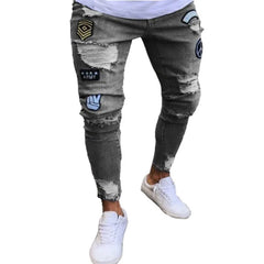 Cotton Stretchy Ripped Skinny Jeans Slim Fit Denim Pants