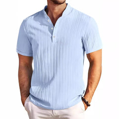High-end Embroidered Cotton and Linen Striped Breathable T-shirt