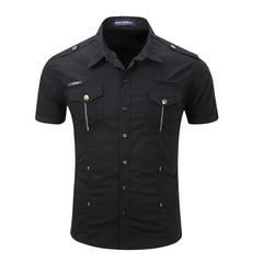 100% Cotton  Cargo Shirt Short Sleeve Shirts Multi Pocket