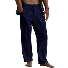 Cotton Linen Large Size white Straight trousers