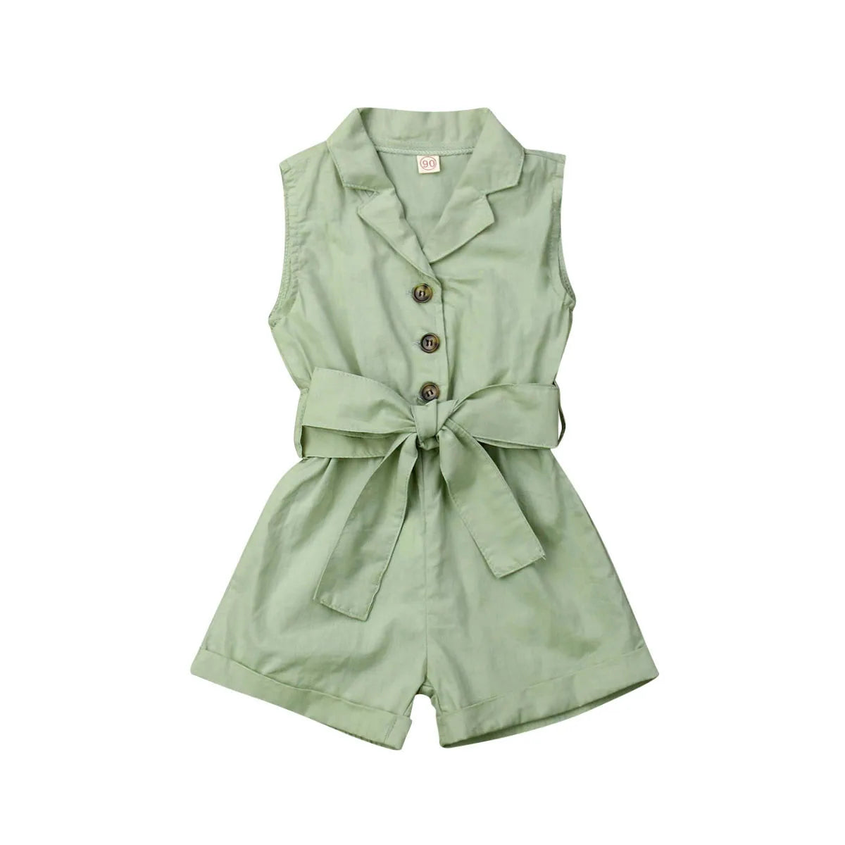 Sleeveless Bow-tie Waist Playsuits  Sunsuit Overall Children Clothing