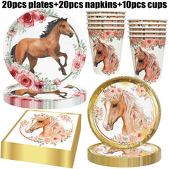 Horse Birthday Party Decoration Supplies Horse Theme Birthday Party Paper Napkins Cups Plates Tablecloth Tableware Child Favours