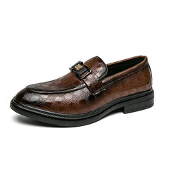 British Style New Emerald Pointed Leather Shoes Slip-On Loafer Black Hombre