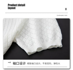 Men Knitwear 100% Cotton Sweater Pullover O-Neck