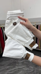 New Cotton Jeans Elastic Waist Harem Pants