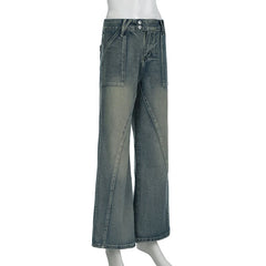 Vintage Washed Loose Fit Jeans Casual Denim Pants