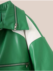 Patchwork Pu Leather Jacket Men with Many Zippers