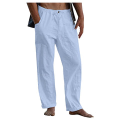 Cotton Linen Large Size white Straight trousers
