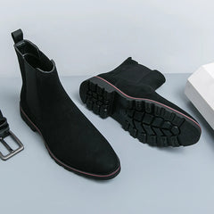 Handmade Chelsea Boots Flock Rivet Square Short Boots