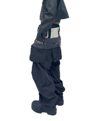 Niche Designer Model Removable Zipper Stitching Paratrooper Pants