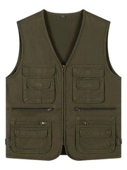 Fishing Cotton Sleeveless Vest With Many 16 Pockets