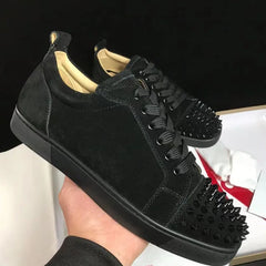 Rivets shoes cow suede leather studded shoe black trendy spikes footwear male