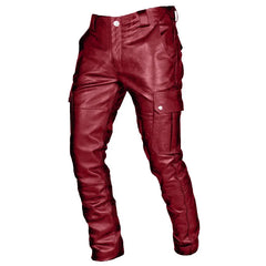 Leather Pants  With Cargo Pocket