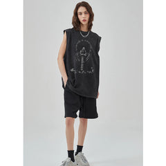 100% Cotton Vintage  Punk Rock Sleeveless Tshirts Gothic Vests