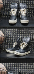 Vintage Genuine Leather High Top Boots Sneakers
