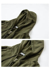 Denim Patchwork Sweatshirts Zipper Sleeve Pullover Hoodies