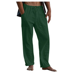 Cotton Linen Large Size white Straight trousers