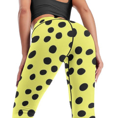 Lemon Black Dots Pattern Leggings