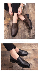 Brogue Carving Penny Loafers Slip on Leather shoes
