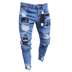 Cotton Stretchy Ripped Skinny Jeans Slim Fit Denim Pants