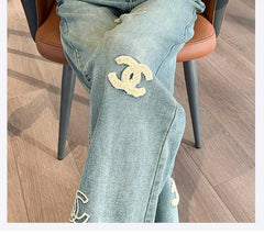 Velvet Slim Fit Straight Leg Denim Jeans