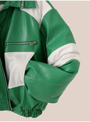 Patchwork Pu Leather Jacket Men with Many Zippers