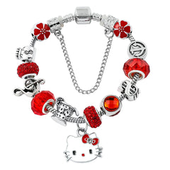 Anime Sanrio Charms Hello Kitty Bracelet Kawaii Pink Kitty Cat Pandant Bangle Diy Bracelet for Girl y2k Accessories Gifts