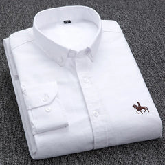 Long Sleeve Pure Cotton Oxford  Embroidered Shirt