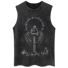 100% Cotton Vintage  Punk Rock Sleeveless Tshirts Gothic Vests