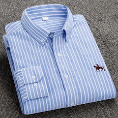 Long Sleeve Pure Cotton Oxford  Embroidered Shirt