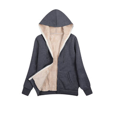 Hooded Plush Coat Fleece Hoodies Sweatshirt Long Sleeve Jacket