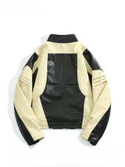 Pleated Motorcycle Leather Jacket