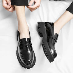 Mocassin Patent Leather with Thick Soles Loafers Slip on Shoe Breathable