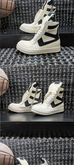 Vintage Genuine Leather High Top Boots Sneakers