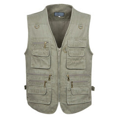 Sleeveless Cotton Vest with Many 16 Pockets  Waistcoat