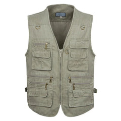 Sleeveless Cotton Vest with Many 16 Pockets  Waistcoat