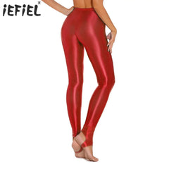 Glossy Tummy Control Sport Jogging Pants