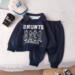 Polo Sweatshirt+Pants Sport Suits for Kids Boys Girls