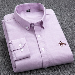 Long Sleeve Pure Cotton Oxford  Embroidered Shirt