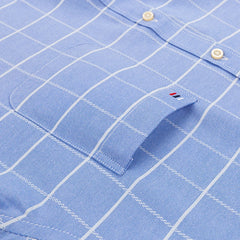 100% Pure Cotton  Oxford Short Sleeve Square Collar Solid Plaid Striped Shirt