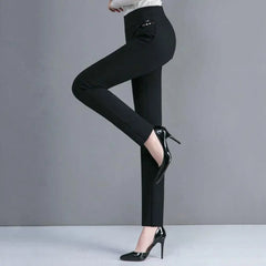 High Waist Casual Stretch Pockets Solid Color Match Top Slim Fit