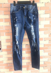 Designer Denim Waist Ripped Jeans