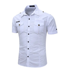 100% Cotton  Cargo Shirt Short Sleeve Shirts Multi Pocket