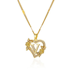 A-Z Alphabet Heart Necklaces Stainless Steel Necklace