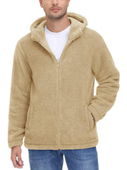 Hooded Fleece Jackets Thermal Warm Soft Fluffy Full Zip