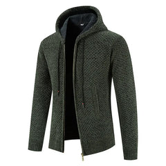 Fleece-lined Knitted Top Cardigan Jacket Hooded Pullovers