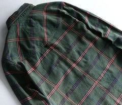 Workwear Plaid Washed Distressed Lapel Versatile Long Sleeve Shirt